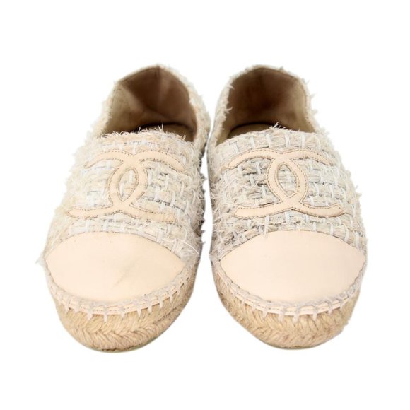 Chanel Espadrille 38 Tweed Patent Leather Cap Toe Flats CC-S0207P-C041 - Picture 3 of 10